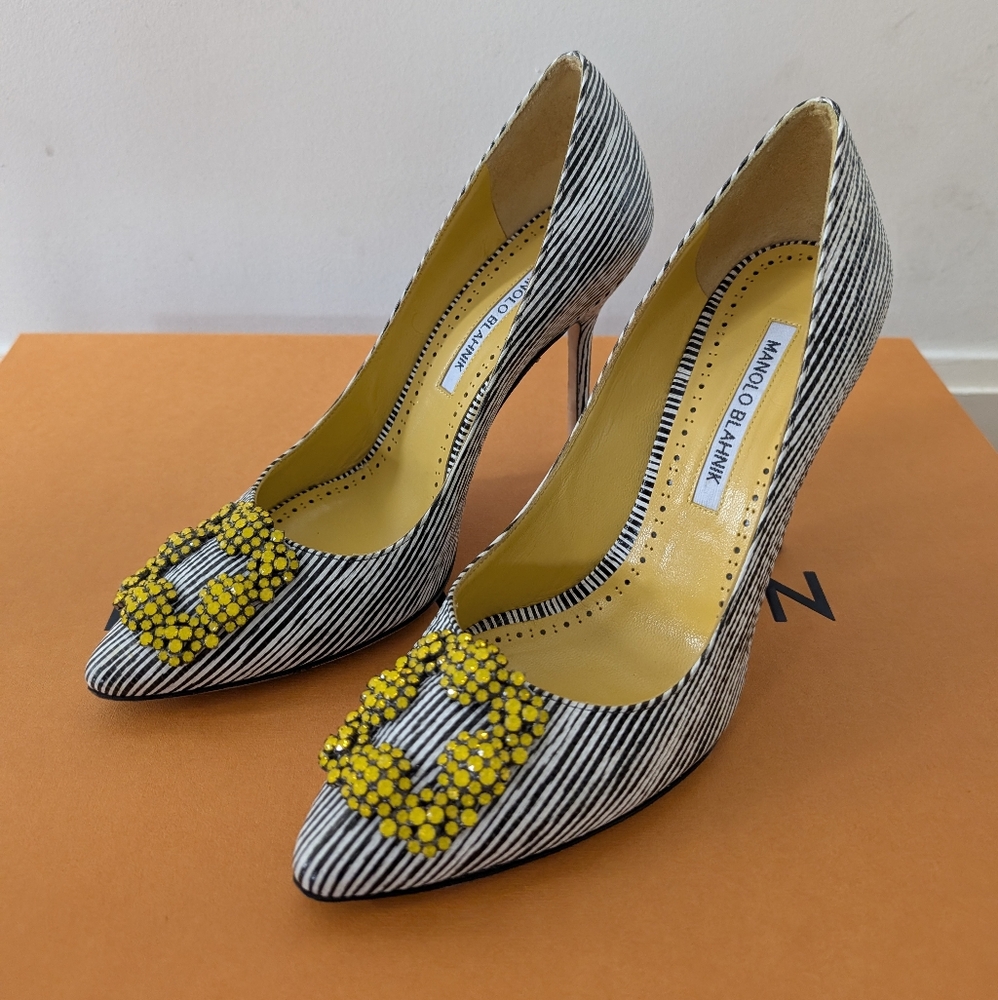 Manolo Blahnik Hangisi 105 High Heels. Size US 7.5 EU 38. Worn Once. List $1085